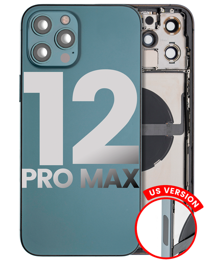 Back Housing W/ Small Components Pre-Installed Compatible For iPhone 12 Pro Max (US Version) (Used OEM Pull: Grade C) (Pacific Blue)