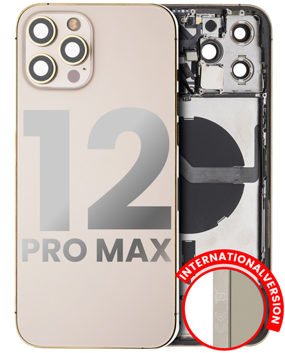 Back Housing W/ Small Components Pre-Installed Compatible For iPhone 12 Pro Max (International Version) (Used OEM Pull: Grade B) (Gold)