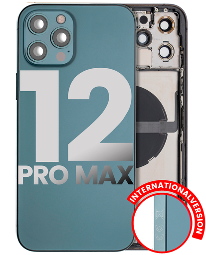 Back Housing W/ Small Components Pre-Installed Compatible For iPhone 12 Pro Max (International Version) (Used OEM Pull: Grade B) (Pacific Blue)