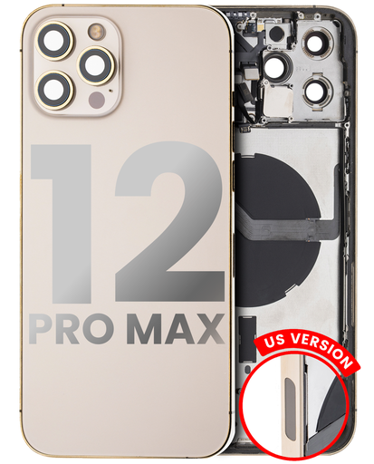 Back Housing W/ Small Components Pre-Installed Compatible For iPhone 12 Pro Max (US Version) (Used OEM Pull: Grade B) (Gold)