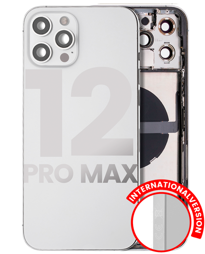 Back Housing W/ Small Components Pre-Installed Compatible For iPhone 12 Pro Max (International Version) (Used OEM Pull: Grade A) (Silver)