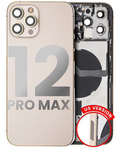 Back Housing W/ Small Components Pre-Installed Compatible For iPhone 12 Pro Max (US Version) (Used OEM Pull: Grade A) (Gold)