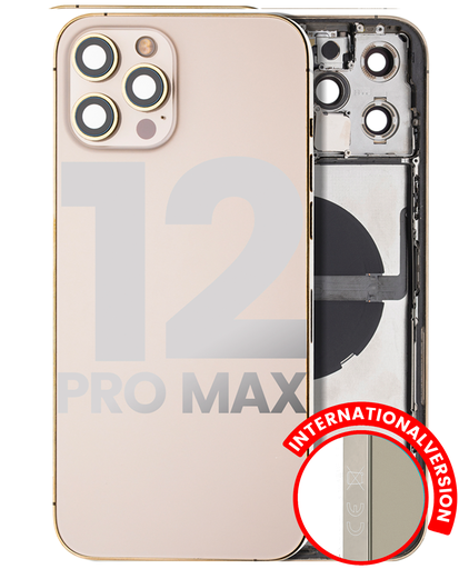 Back Housing W/ Small Components Pre-Installed Compatible For iPhone 12 Pro Max (International Version) (Used OEM Pull: Grade A) (Gold)