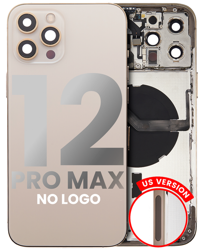Back Housing W/ Small Components Pre-Installed Compatible For iPhone 12 Pro Max (US Version) (No Logo) (Aftermarket Plus) (Gold)