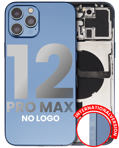 Back Housing W/ Small Components Pre-Installed Compatible For iPhone 12 Pro Max (No Logo) (Aftermarket Plus) (International Version) (Pacific Blue)
