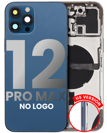 Back Housing W/ Small Components Pre-Installed Compatible For iPhone 12 Pro Max (US Version) (No Logo) (Aftermarket Plus) (Pacific Blue)