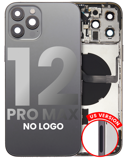 Back Housing W/ Small Components Pre-Installed Compatible For iPhone 12 Pro Max (US Version) (No Logo) (Aftermarket Plus) (Graphite)