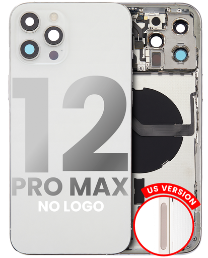 Back Housing W/ Small Components Pre-Installed Compatible For iPhone 12 Pro Max (US Version) (No Logo) (Aftermarket Plus) (Silver)