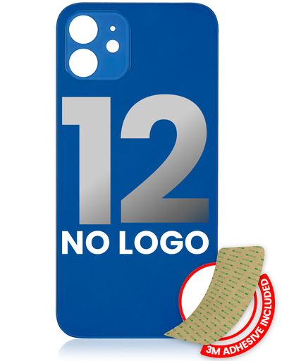 Back Glass With 3M Adhesive Compatible For iPhone 12 (No Logo / Large Camera Hole) (Blue)