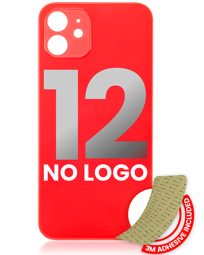 Back Glass With 3M Adhesive Compatible For iPhone 12 (No Logo / Large Camera Hole) (Red)