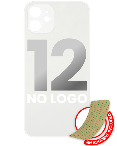 Back Glass With 3M Adhesive Compatible For iPhone 12 (No Logo / Large Camera Hole) (White)