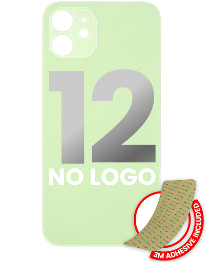 Back Glass With 3M Adhesive Compatible For iPhone 12 (No Logo / Large Camera Hole) (Green)