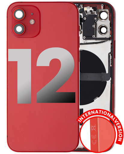 Back Housing W/ Small Components Pre-Installed Compatible For iPhone 12 (International Version) (Used OEM Pull: Grade C) (Red)