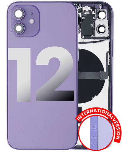 Back Housing W/ Small Components Pre-Installed Compatible For iPhone 12 (International Version) (Used OEM Pull: Grade C) (Purple)
