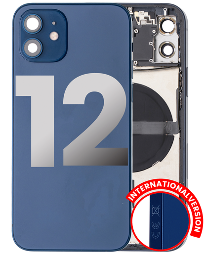 Back Housing W/ Small Components Pre-Installed Compatible For iPhone 12 (International Version) (Used OEM Pull: Grade C) (Blue)