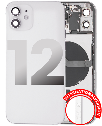 Back Housing W/ Small Components Pre-Installed Compatible For iPhone 12 (International Version) (Used OEM Pull: Grade C) (White)
