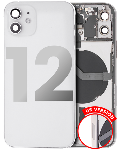 Back Housing W/ Small Components Pre-Installed Compatible For iPhone 12 (US Version) (Used OEM Pull: Grade C) (White)