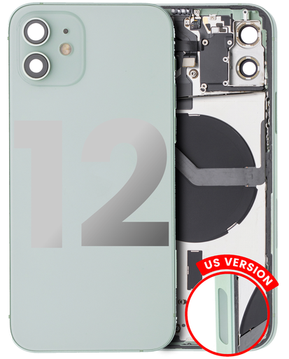 Back Housing W/ Small Components Pre-Installed Compatible For iPhone 12 (US Version) (Used OEM Pull: Grade C) (Green)