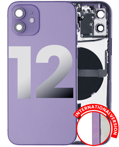 Back Housing W/ Small Components Pre-Installed Compatible For iPhone 12 (International Version) (Used OEM Pull: Grade B) (Purple)