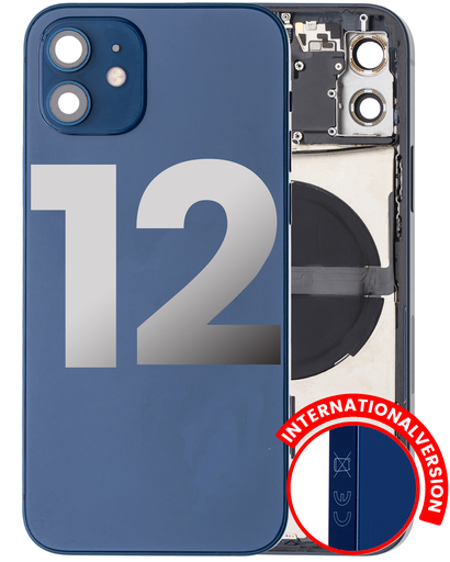 Back Housing W/ Small Components Pre-Installed Compatible For iPhone 12 (International Version) (Used OEM Pull: Grade B) (Blue)