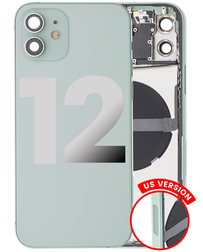 Back Housing W/ Small Components Pre-Installed Compatible For iPhone 12 (US Version) (Used OEM Pull: Grade B) (Green)