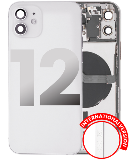 Back Housing W/ Small Components Pre-Installed Compatible For iPhone 12 (International Version) (Used OEM Pull: Grade B) (White)