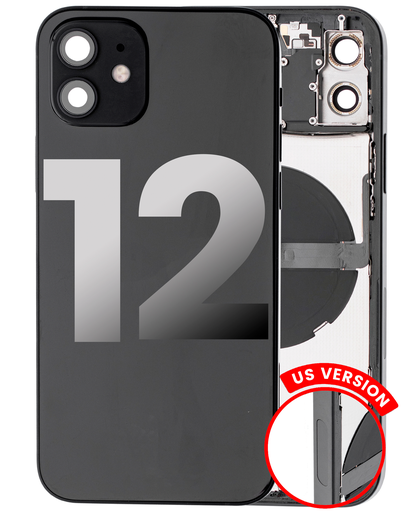 Back Housing W/ Small Components Pre-Installed Compatible For iPhone 12 (US Version) (Used OEM Pull: Grade B) (Black)