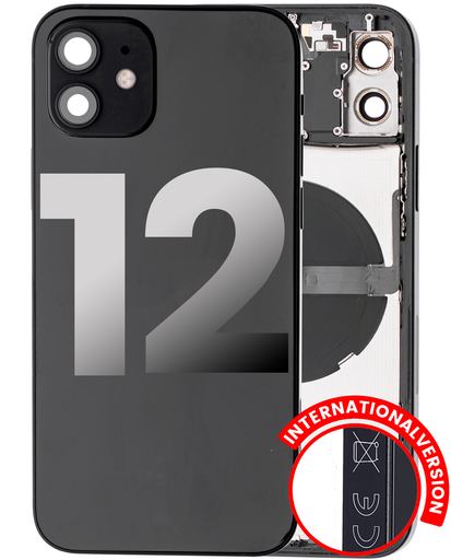 Back Housing W/ Small Components Pre-Installed Compatible For iPhone 12 (International Version) (Used OEM Pull: Grade A) (Black)