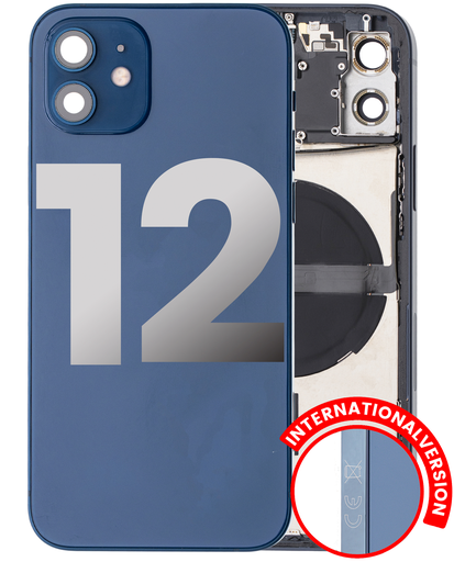 Back Housing W/ Small Components Pre-Installed Compatible For iPhone 12 (International Version) (Used OEM Pull: Grade A) (Blue)