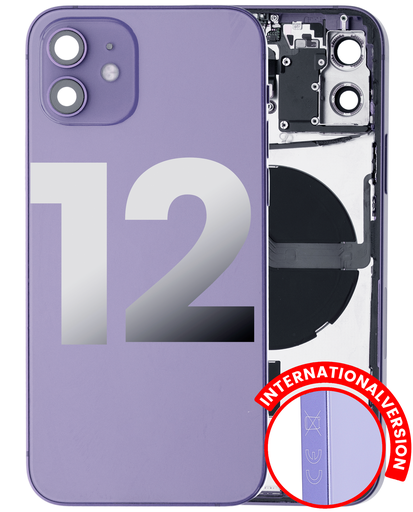 Back Housing W/ Small Components Pre-Installed Compatible For iPhone 12 (International Version) (Used OEM Pull: Grade A) (Purple)