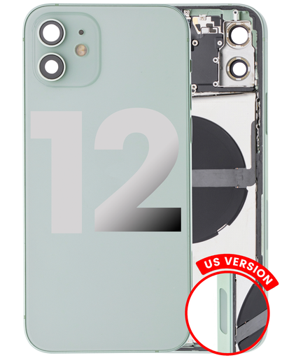 Back Housing W/ Small Components Pre-Installed Compatible For iPhone 12 (US Version) (Used OEM Pull: Grade A) (Green)