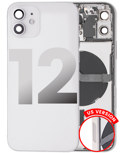 Back Housing W/ Small Components Pre-Installed Compatible For iPhone 12 (US Version) (Used OEM Pull: Grade A) (White)