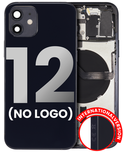 Back Housing W/ Small Components Pre-Installed Compatible For iPhone 12 (No Logo) (Aftermarket Plus) (International Version) (Black)