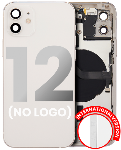 Back Housing W/ Small Components Pre-Installed Compatible For iPhone 12 (No Logo) (Aftermarket Plus) (International Version) (White)