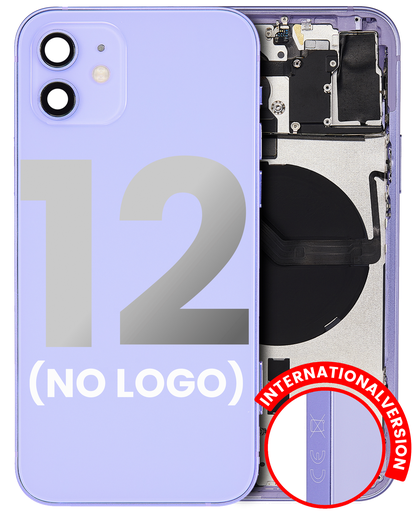 Back Housing W/ Small Components Pre-Installed Compatible For iPhone 12 (No Logo) (Aftermarket Plus) (International Version) (Purple)