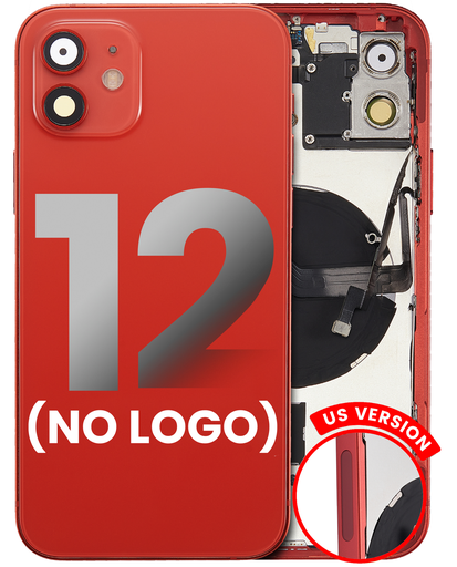 Back Housing W/ Small Components Pre-Installed Compatible For iPhone 12 (US Version) (No Logo) (Aftermarket Plus) (Red)