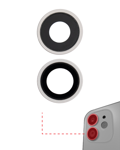 Back Camera Lens With Bracket &amp; Bezel Compatible For iPhone 12 / 12 Mini (Aftermarket Plus) (White)