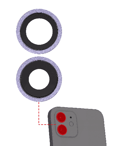 Back Camera Lens With Bracket &amp; Bezel Compatible For iPhone 12 / 12 Mini (Aftermarket Plus) (Purple)