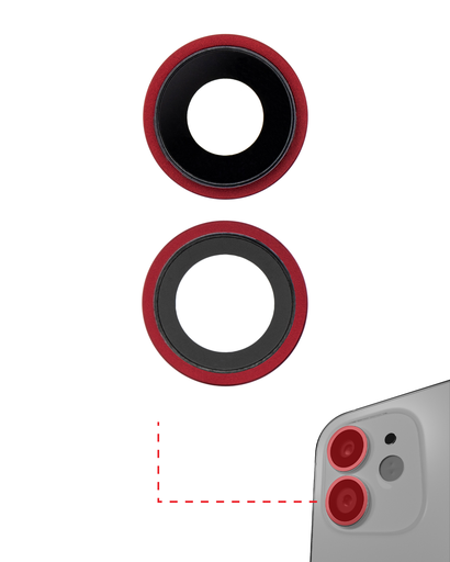Back Camera Lens With Bracket &amp; Bezel Compatible For iPhone 12 / 12 Mini (Aftermarket Plus) (Red)