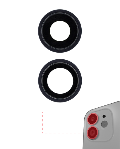 Back Camera Lens With Bracket &amp; Bezel Compatible For iPhone 12 / 12 Mini (Aftermarket Plus) (Black)