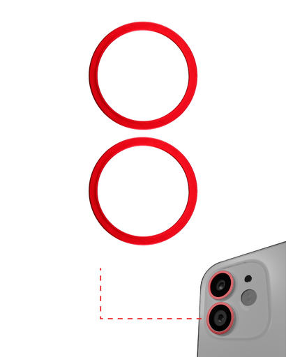 Back Camera Bezel Ring Only Compatible For iPhone 11 / 12 / 12 Mini (Red) (2 Piece Set) (10 Pack)