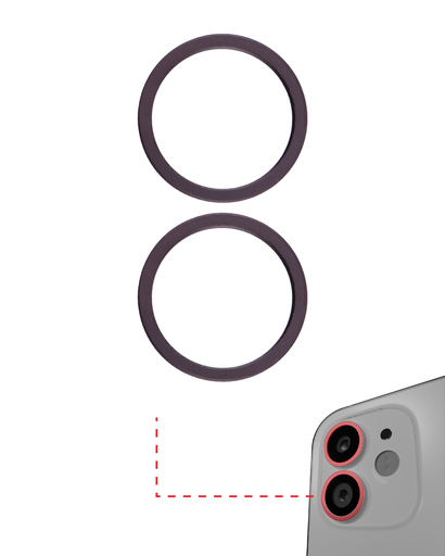 Back Camera Bezel Ring Only Compatible For iPhone 11 / 12 / 12 Mini (Black) (2 Piece Set) (10 Pack)