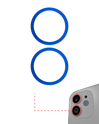 Back Camera Bezel Ring Only Compatible For iPhone 12 / 12 Mini (Blue) (2 Piece Set) (10 Pack)