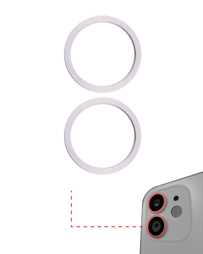 Back Camera Bezel Ring Only Compatible For iPhone 11 / 12 / 12 Mini (White) (2 Piece Set) (10 Pack)