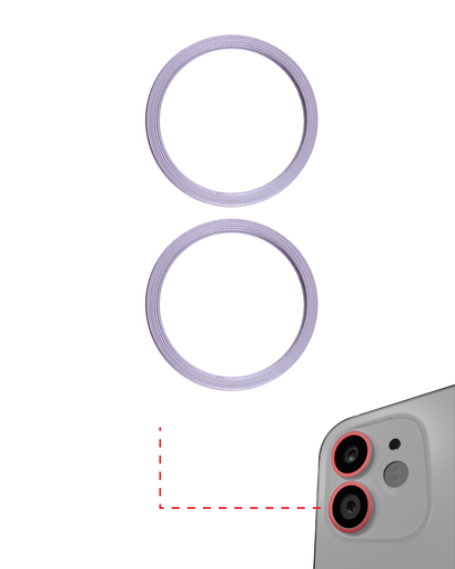 Back Camera Bezel Ring Only Compatible For iPhone 11 / 12 / 12 Mini (Purple) (2 Piece Set) (10 Pack)