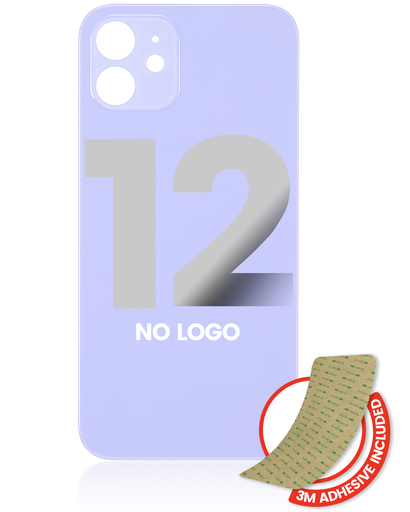 Back Glass With 3M Adhesive Compatible For iPhone 12 (No Logo / Large Camera Hole) (Purple)