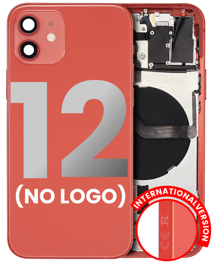 Back Housing W/ Small Components Pre-Installed Compatible For iPhone 12 (No Logo) (Aftermarket Plus) (International Version) (Red)