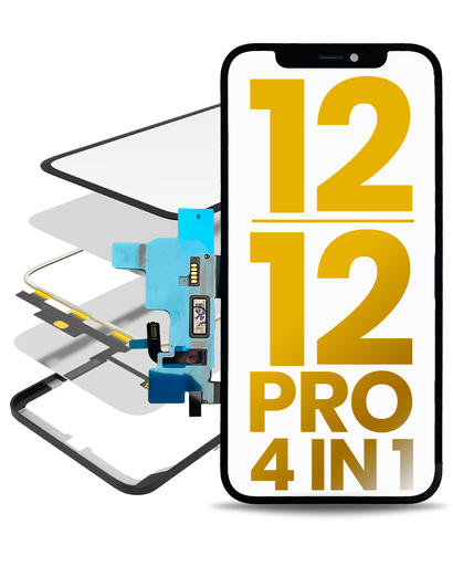4 in 1 With Frame Included (Front Glass + OCA + Short Touch + OCA Pre-Installed) Compatible For iPhone 12 / 12 Pro (OCA Master)