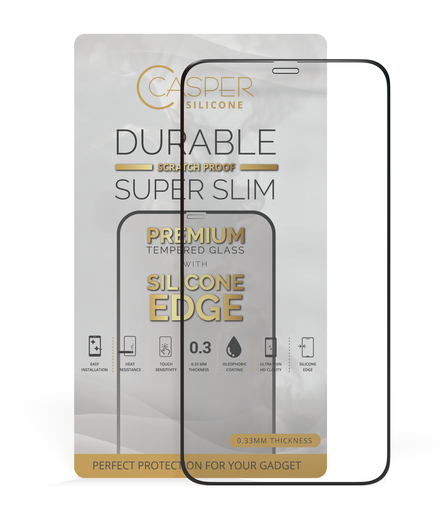 Casper Silicone Tempered Glass Compatible For iPhone 12 / 12 Pro (Retail Pack) (Clear)