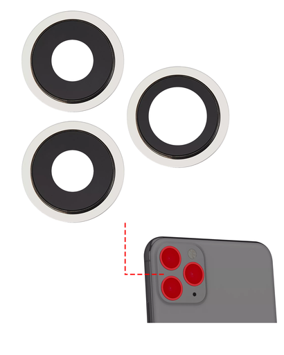 Back Camera Lens With Bracket &amp; Bezel Compatible For iPhone 11 Pro / Pro Max (White) (Aftermarket Plus)